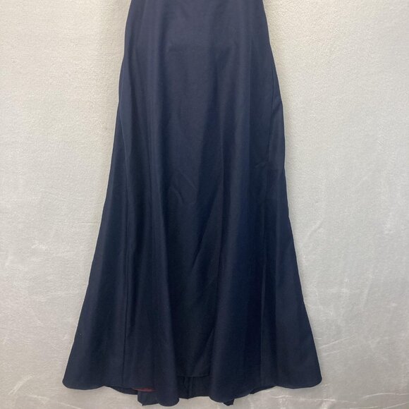 Vintage 90s Empire Waist Velvet Gown Dress Womens 11/12 Navy Blue Made in USA - Picture 5 of 14